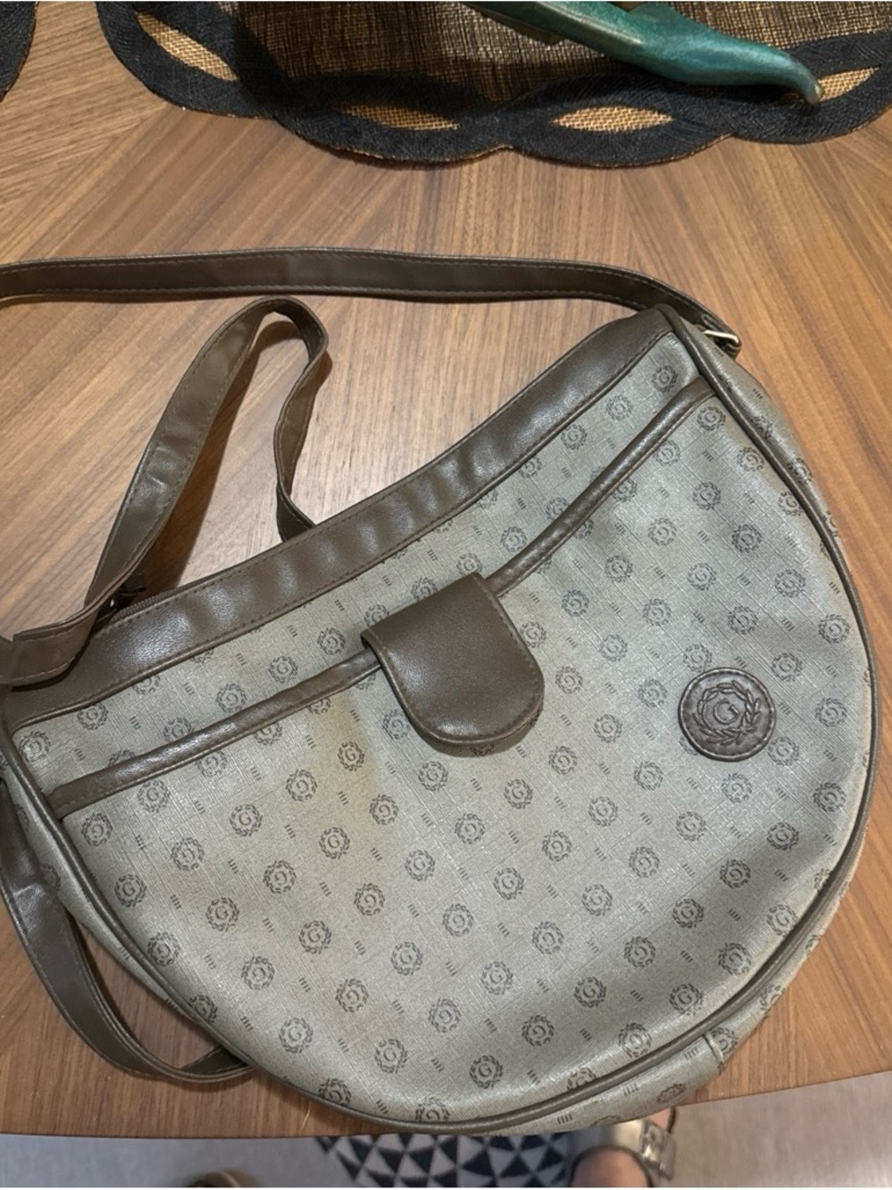 Vintage Gitano Monogram Crescent Crossbody Bag
